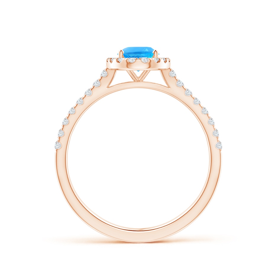 7x5mm AAAA Prong-Set Oval Swiss Blue Topaz Halo Ring with Diamond Accents in Rose Gold side 199