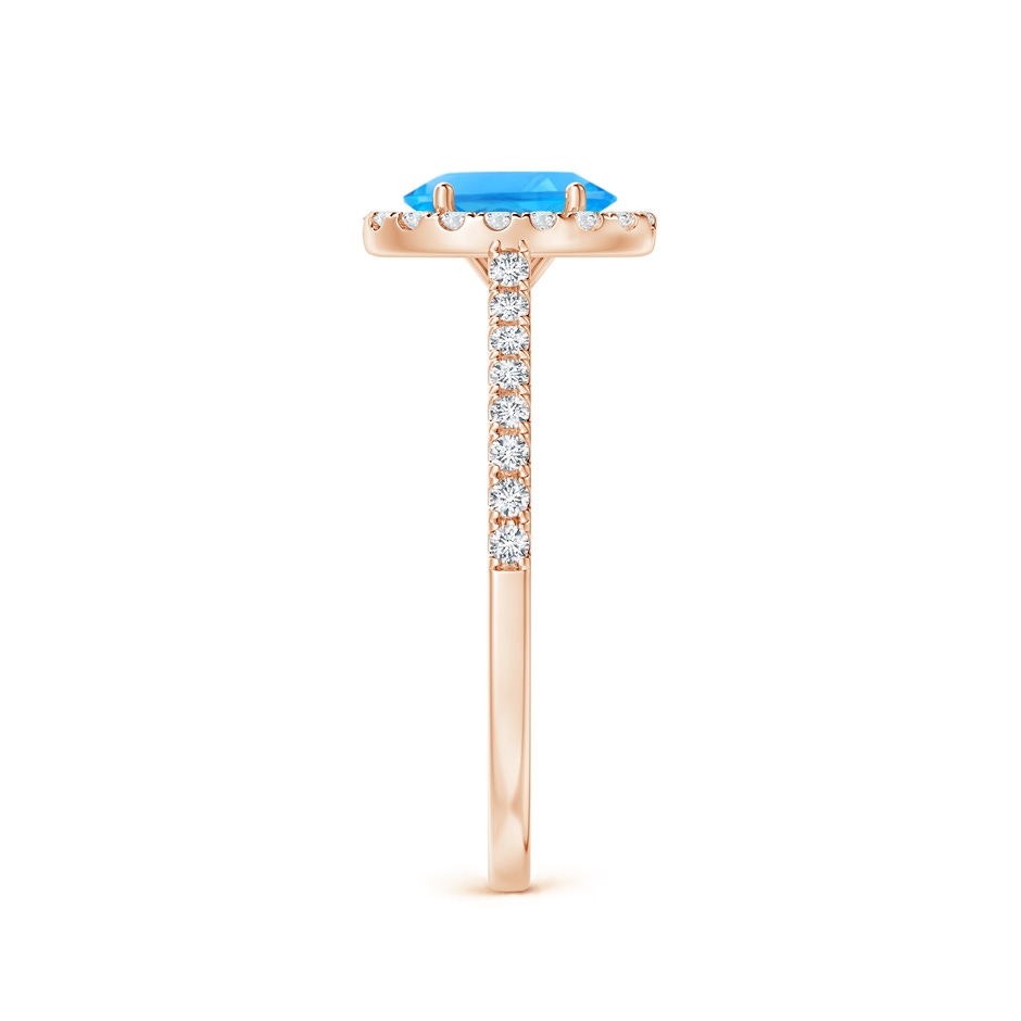 7x5mm AAAA Prong-Set Oval Swiss Blue Topaz Halo Ring with Diamond Accents in Rose Gold side 299
