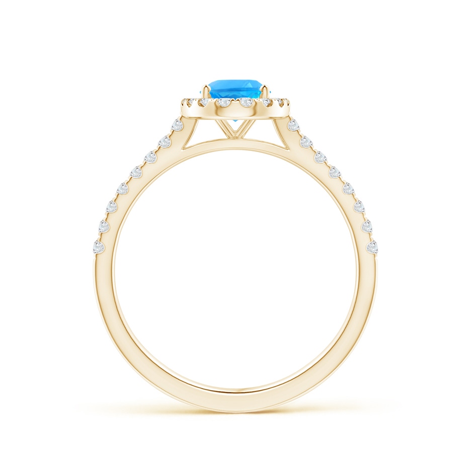 7x5mm AAAA Prong-Set Oval Swiss Blue Topaz Halo Ring with Diamond Accents in Yellow Gold side 199
