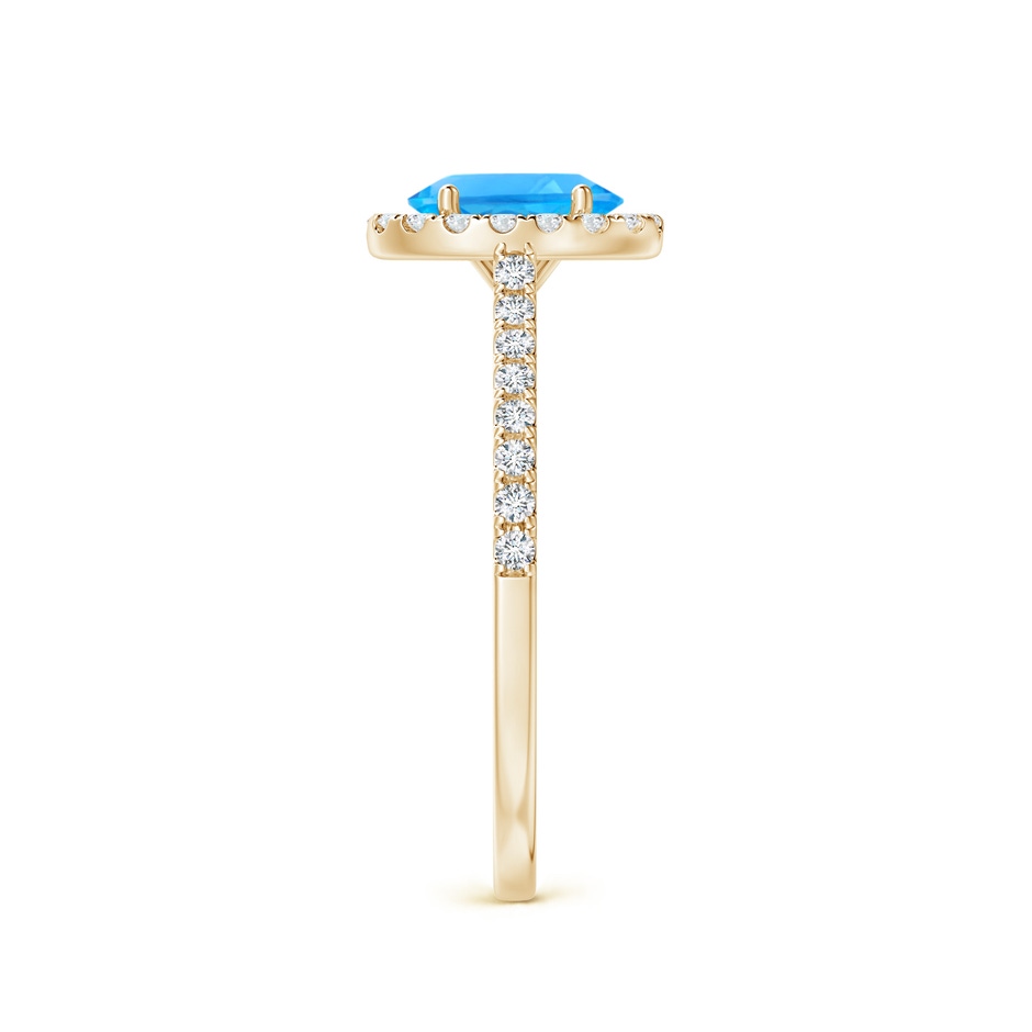 7x5mm AAAA Prong-Set Oval Swiss Blue Topaz Halo Ring with Diamond Accents in Yellow Gold side 299