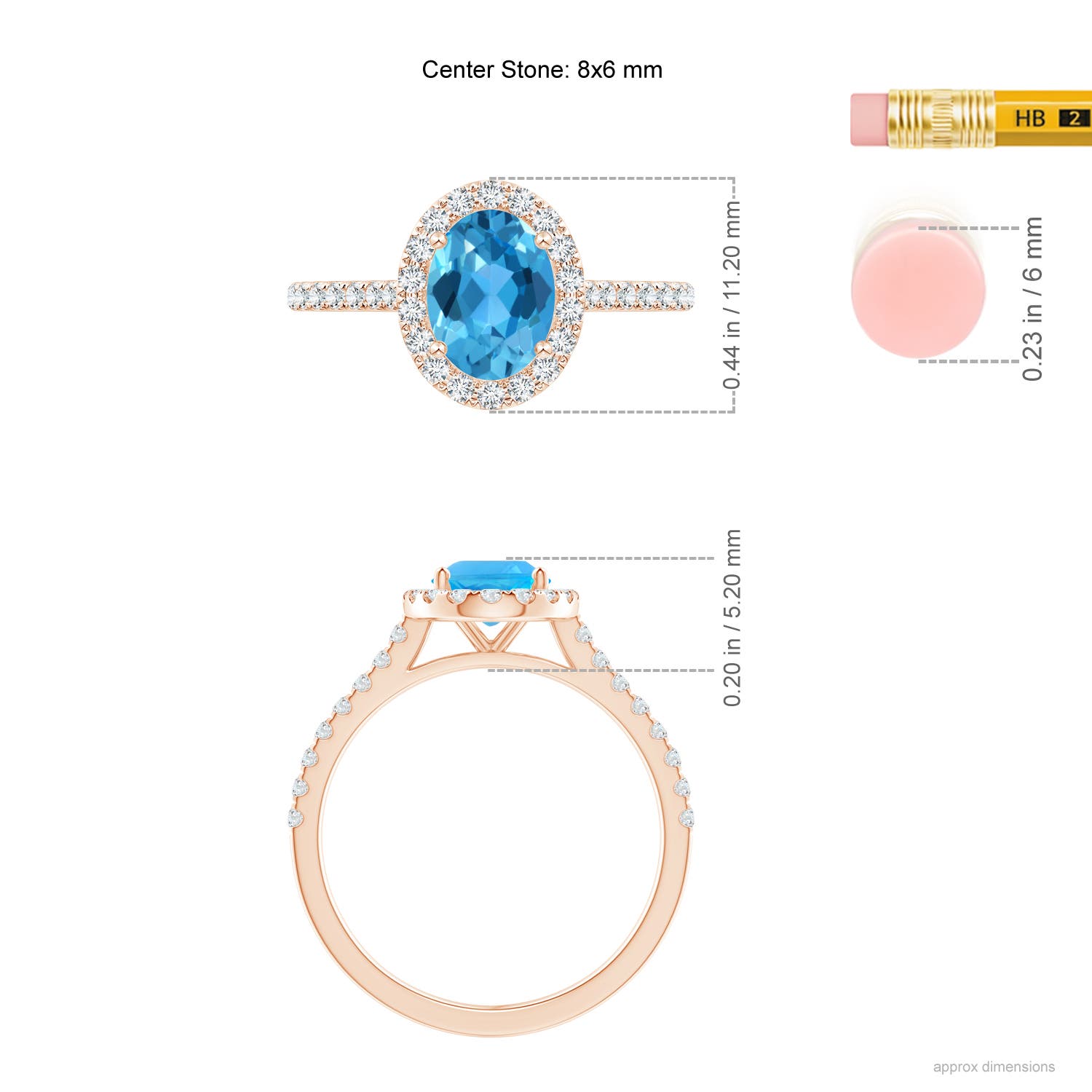 AAA - Swiss Blue Topaz / 1.84 CT / 14 KT Rose Gold