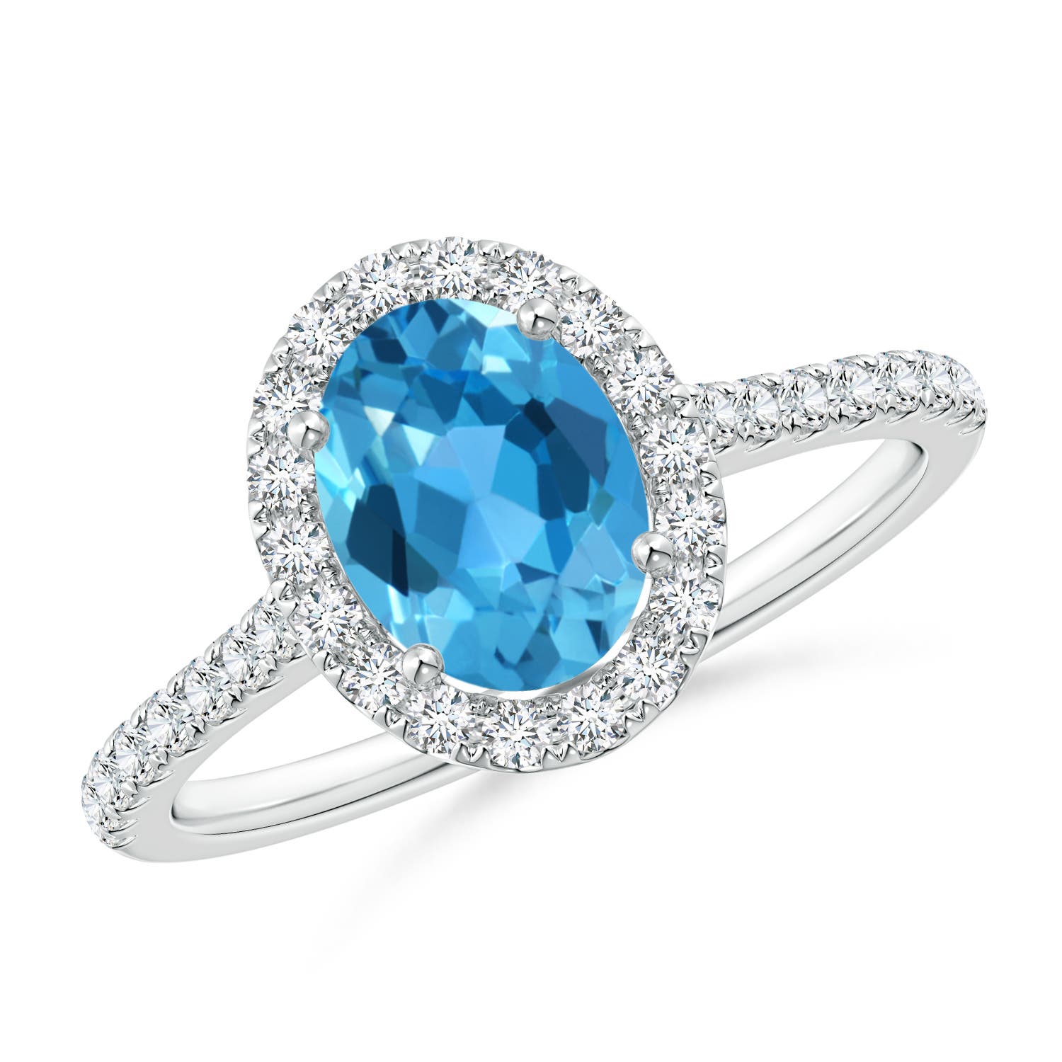 AAA - Swiss Blue Topaz / 1.84 CT / 14 KT White Gold