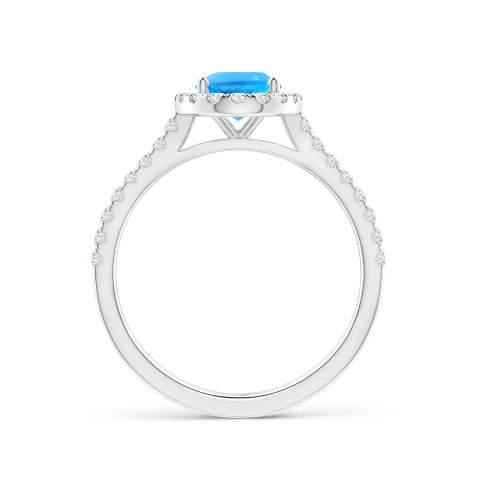 8x6mm AAAA Prong-Set Oval Swiss Blue Topaz Halo Ring with Diamond Accents in P950 Platinum side 199