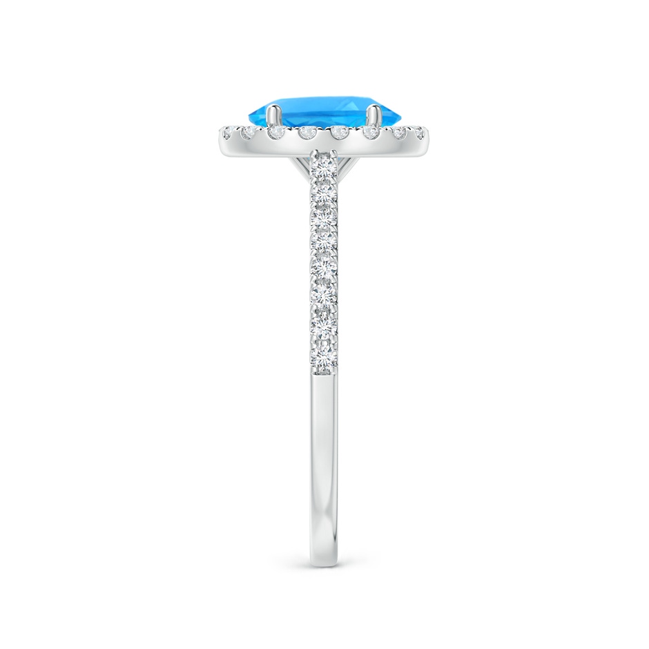 8x6mm AAAA Prong-Set Oval Swiss Blue Topaz Halo Ring with Diamond Accents in P950 Platinum side 299