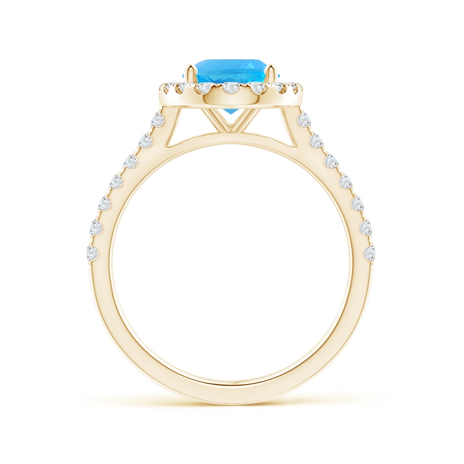 9x7mm AAA Prong-Set Oval Swiss Blue Topaz Halo Ring with Diamond Accents in Yellow Gold side 199