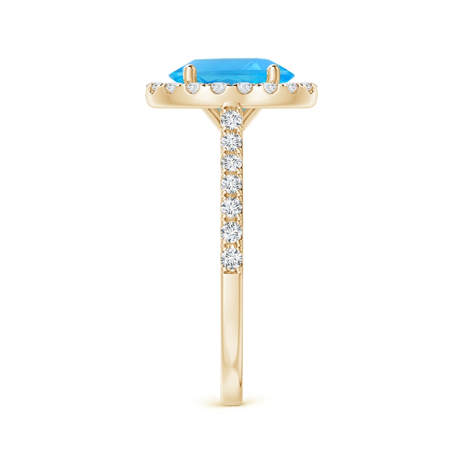9x7mm AAA Prong-Set Oval Swiss Blue Topaz Halo Ring with Diamond Accents in Yellow Gold side 299