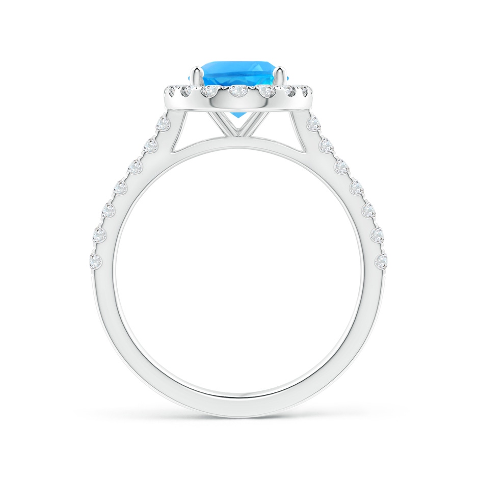 9x7mm AAAA Prong-Set Oval Swiss Blue Topaz Halo Ring with Diamond Accents in P950 Platinum side 199