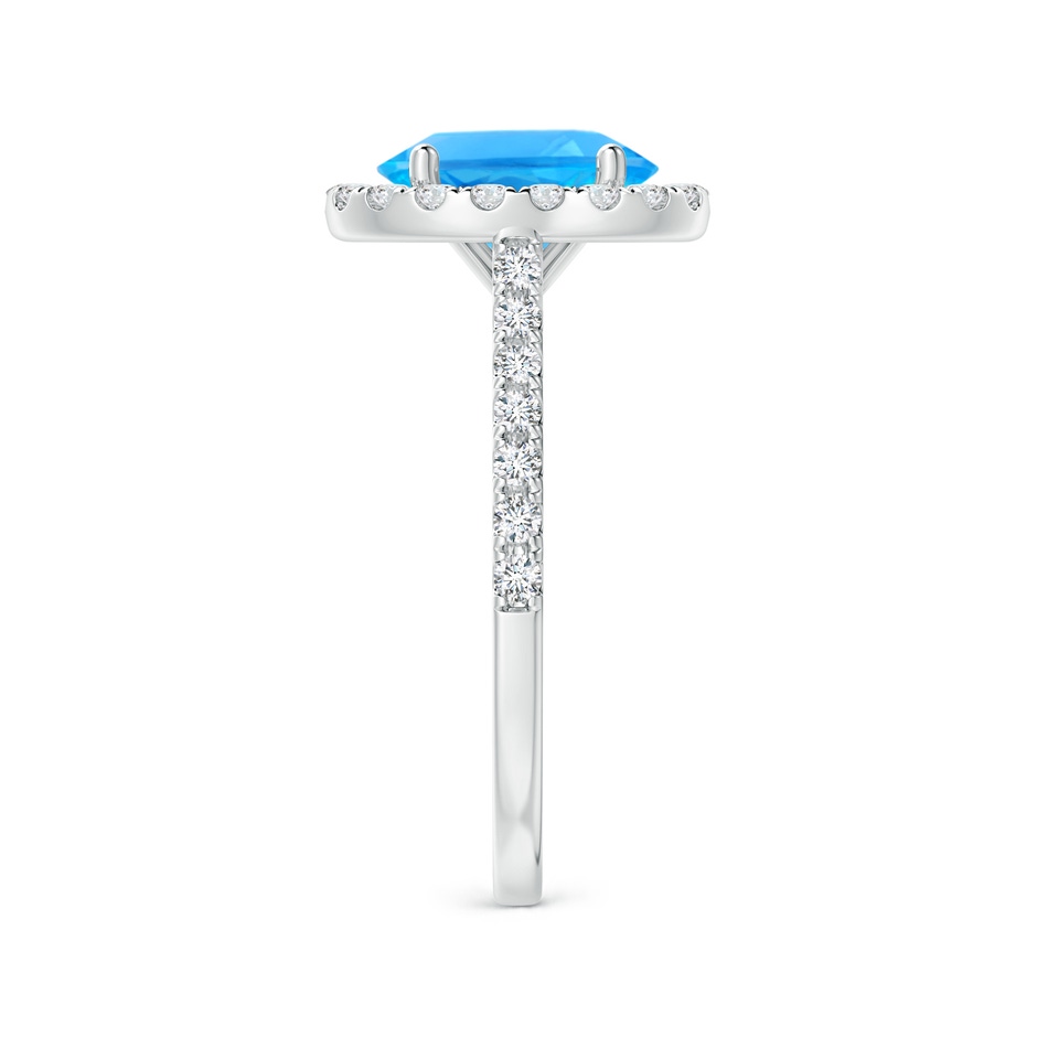 9x7mm AAAA Prong-Set Oval Swiss Blue Topaz Halo Ring with Diamond Accents in P950 Platinum side 299