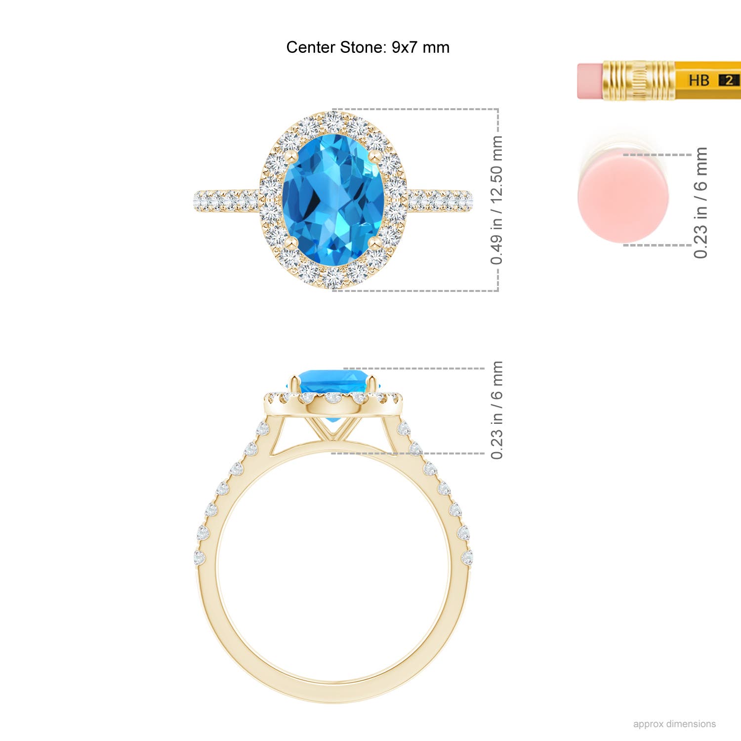 AAAA - Swiss Blue Topaz / 2.7 CT / 14 KT Yellow Gold