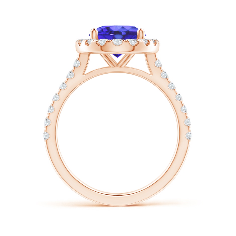 10x8mm AA Oval Tanzanite Halo Ring with Diamond Accents in Rose Gold side-1