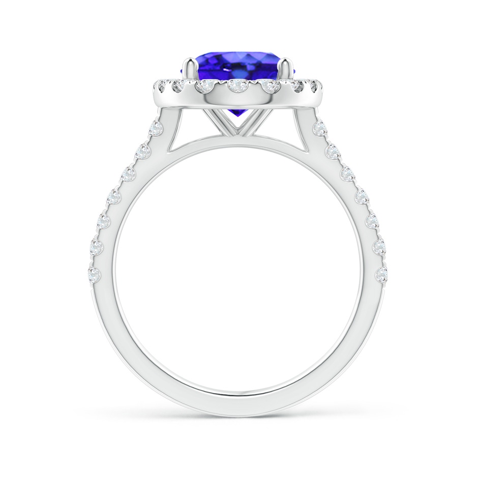 10x8mm AAA Oval Tanzanite Halo Ring with Diamond Accents in White Gold side-1