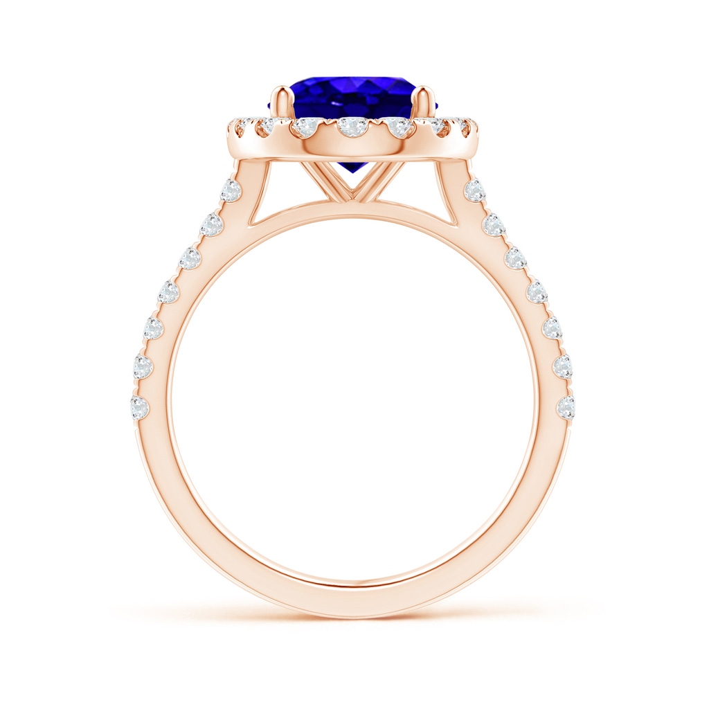 10x8mm AAAA Oval Tanzanite Halo Ring with Diamond Accents in Rose Gold Side-1