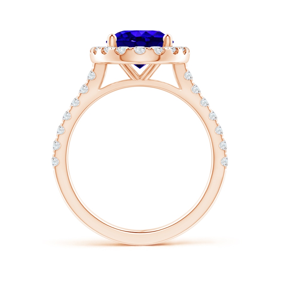 10x8mm AAAA Oval Tanzanite Halo Ring with Diamond Accents in Rose Gold side-1