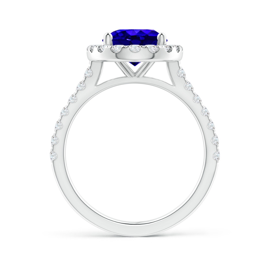 10x8mm AAAA Oval Tanzanite Halo Ring with Diamond Accents in White Gold side-1