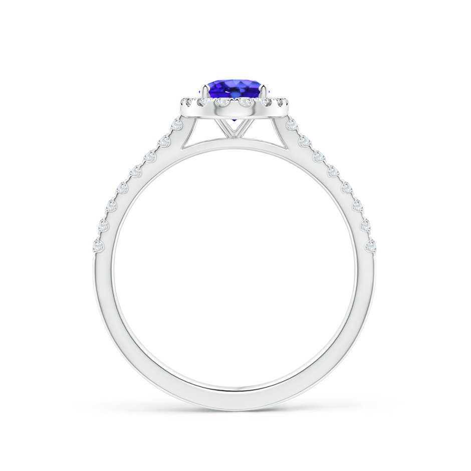 7x5mm AAA Oval Tanzanite Halo Ring with Diamond Accents in White Gold side-1