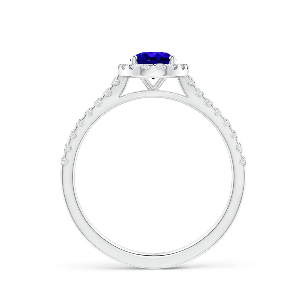 7x5mm AAAA Oval Tanzanite Halo Ring with Diamond Accents in White Gold Side-1
