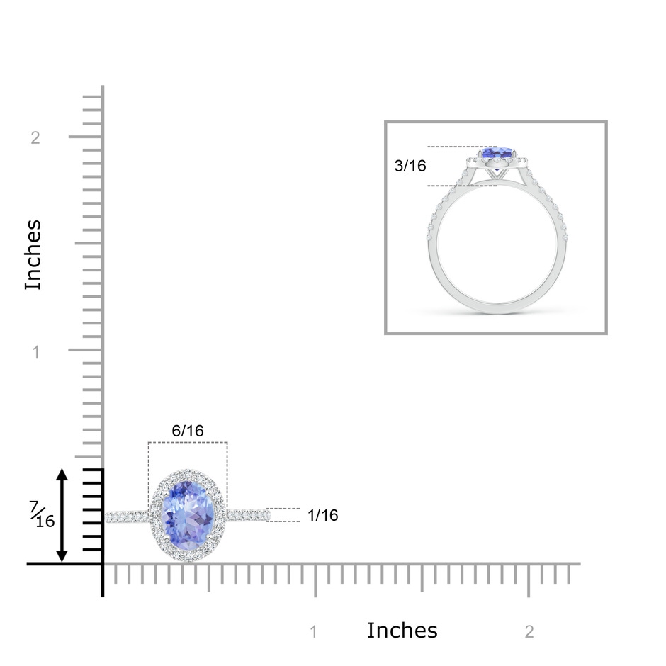 8x6mm A Oval Tanzanite Halo Ring with Diamond Accents in 10K White Gold product image