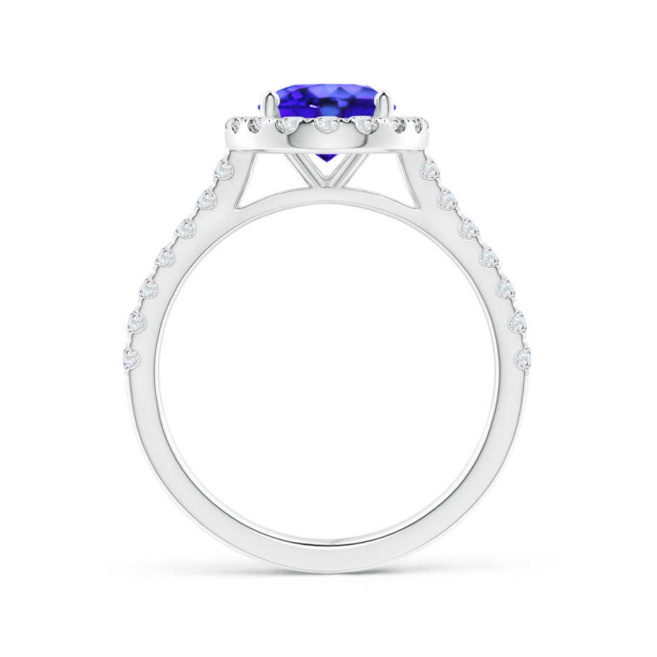 9x7mm AAA Oval Tanzanite Halo Ring with Diamond Accents in White Gold side-1