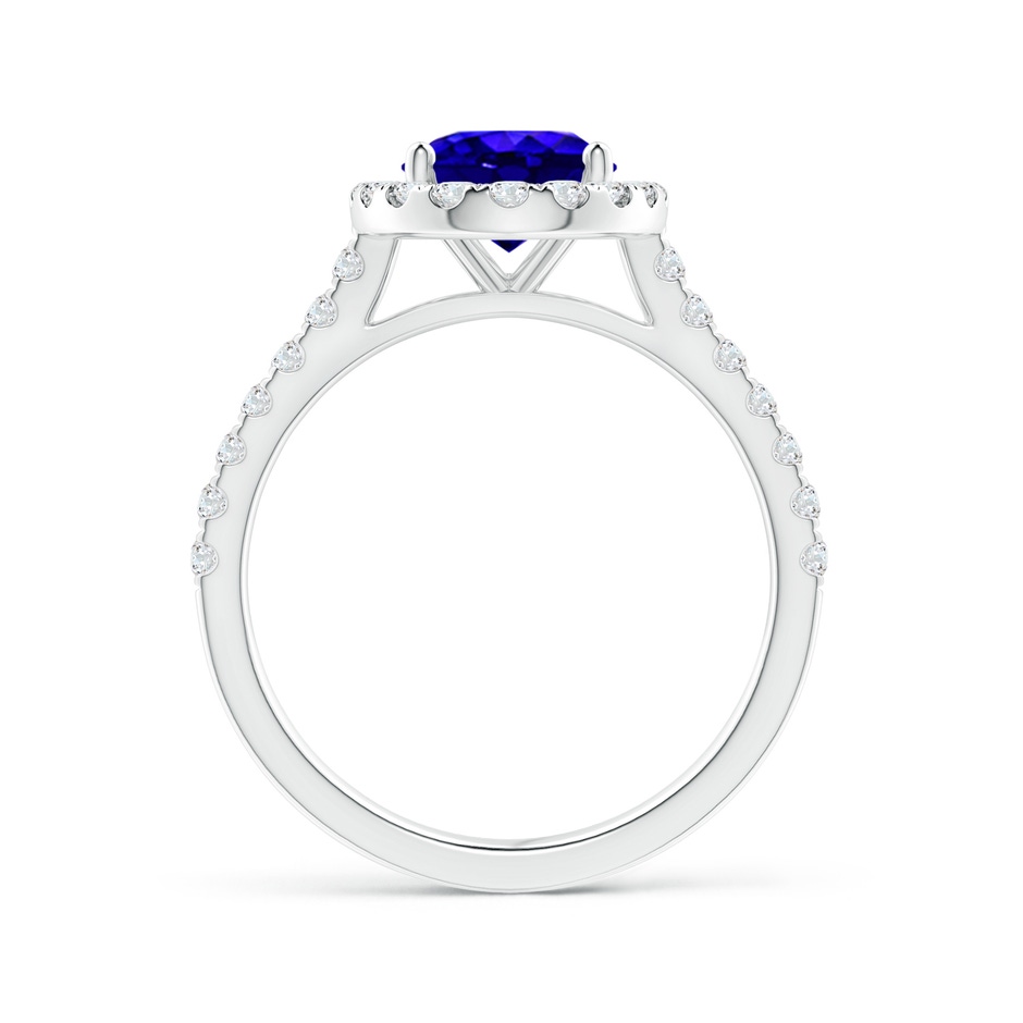 9x7mm AAAA Oval Tanzanite Halo Ring with Diamond Accents in White Gold side-1