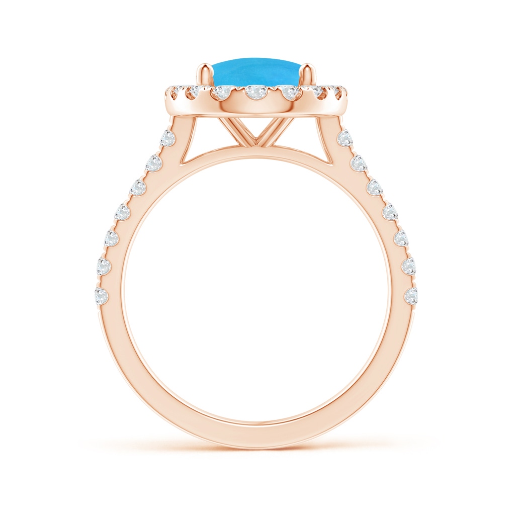 10x8mm AAAA Oval Turquoise Halo Ring with Diamond Accents in Rose Gold - side_1