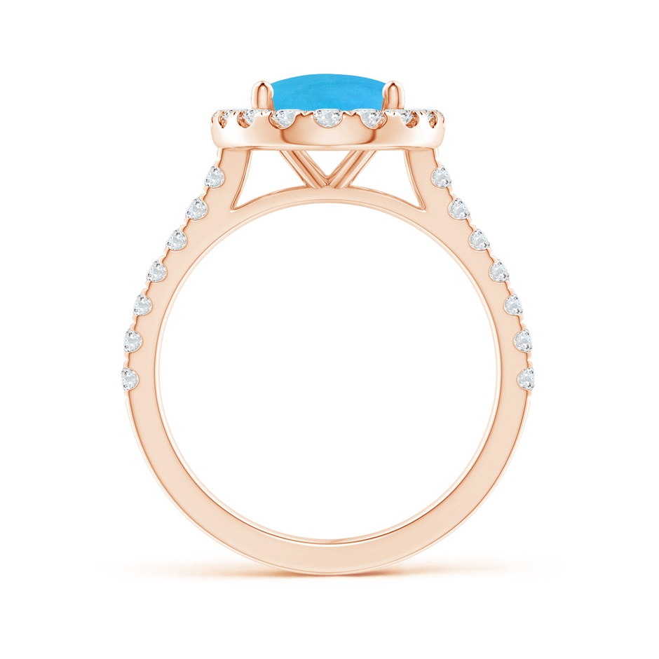 10x8mm AAAA Oval Turquoise Halo Ring with Diamond Accents in Rose Gold side-1