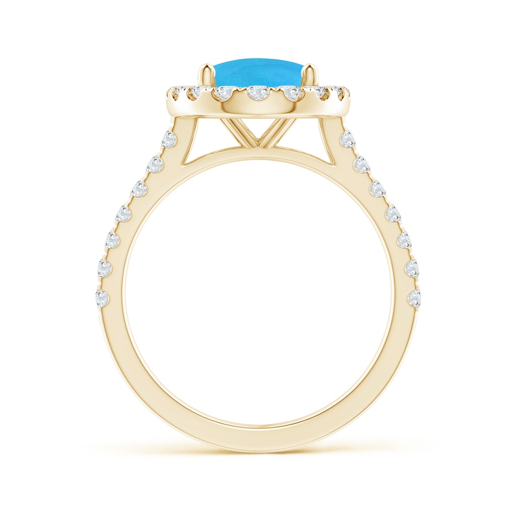 10x8mm AAAA Oval Turquoise Halo Ring with Diamond Accents in Yellow Gold - side_1