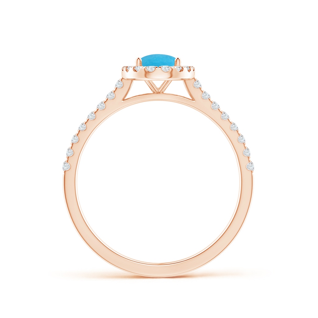 7x5mm A Oval Turquoise Halo Ring with Diamond Accents in Rose Gold - side_1