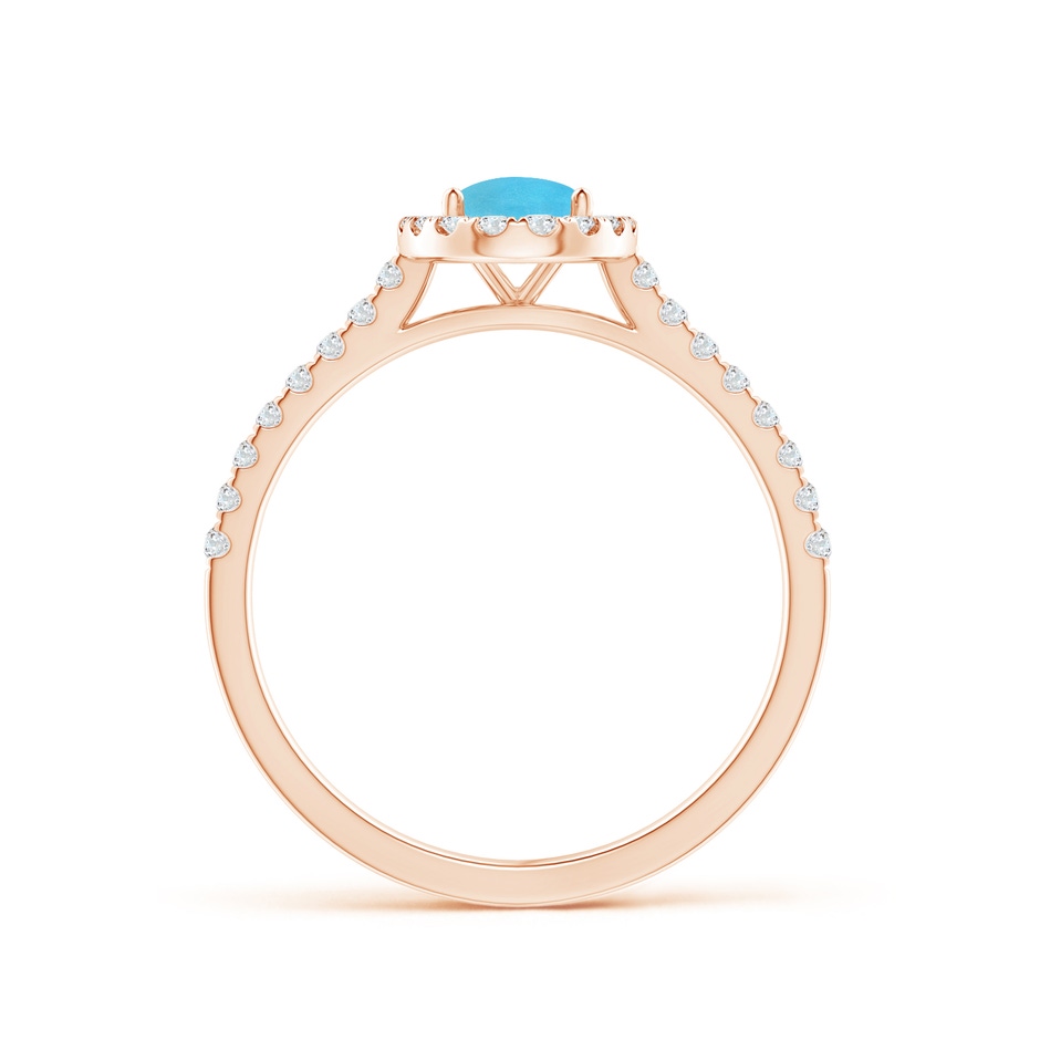 7x5mm AA Oval Turquoise Halo Ring with Diamond Accents in Rose Gold side-1
