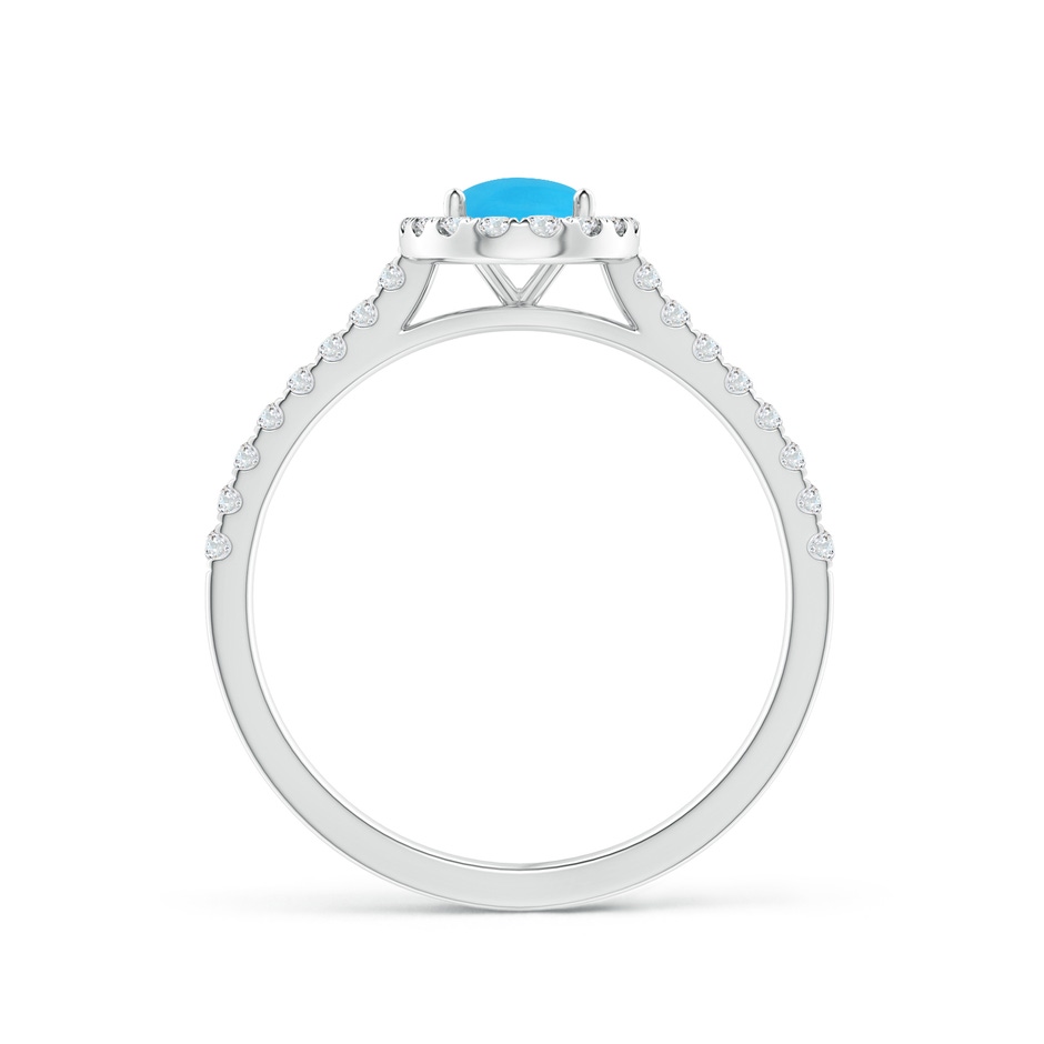 7x5mm AAA Oval Turquoise Halo Ring with Diamond Accents in White Gold side-1