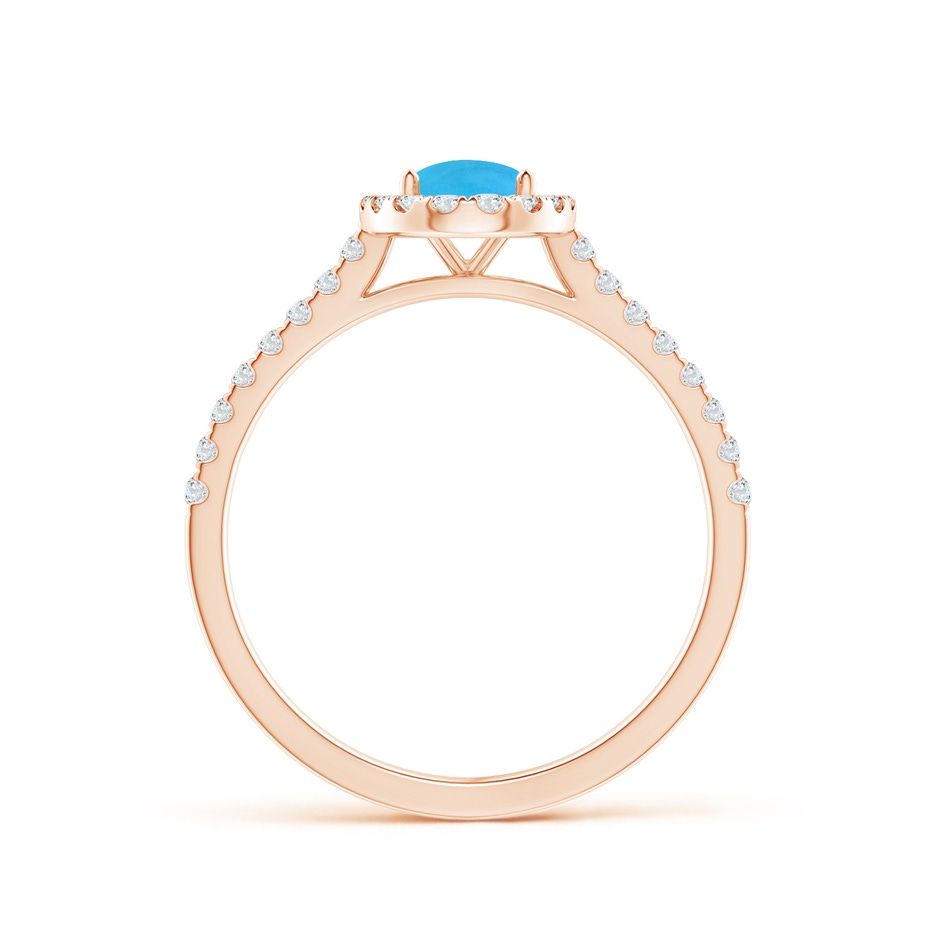 7x5mm AAAA Oval Turquoise Halo Ring with Diamond Accents in Rose Gold side-1