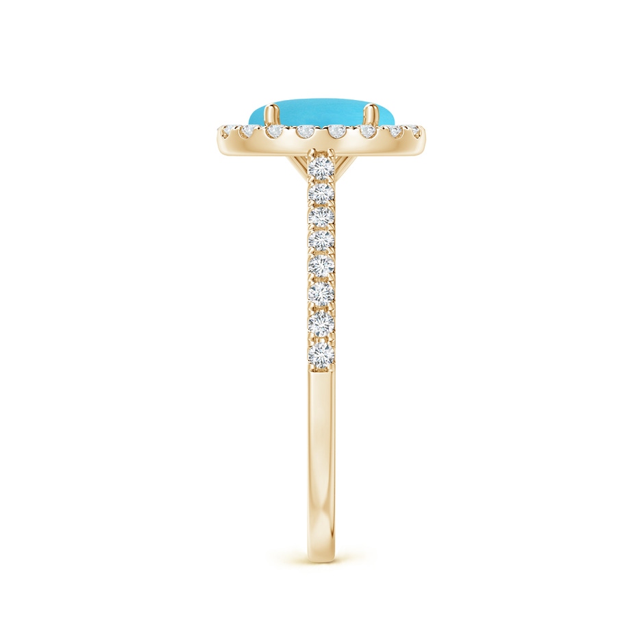 8x6mm AA Oval Turquoise Halo Ring with Diamond Accents in Yellow Gold side-2