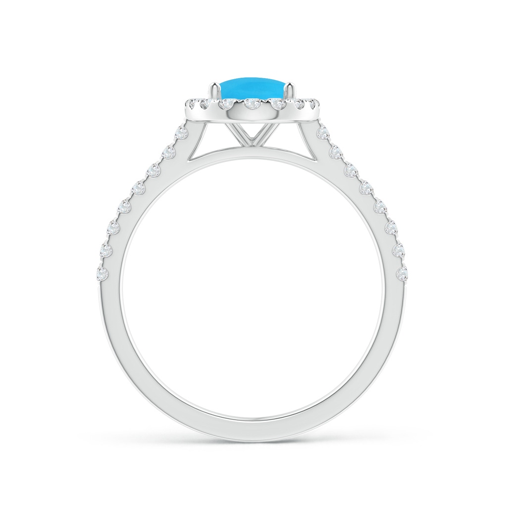 8x6mm AAA Oval Turquoise Halo Ring with Diamond Accents in White Gold Side-1
