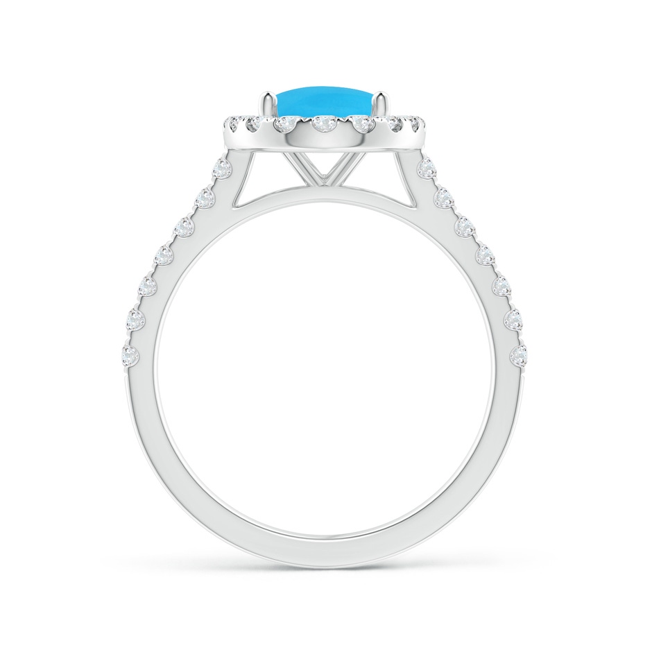 9x7mm AAA Oval Turquoise Halo Ring with Diamond Accents in White Gold side-1