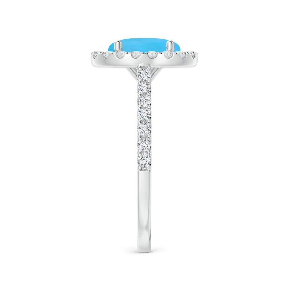 9x7mm AAA Oval Turquoise Halo Ring with Diamond Accents in White Gold side-2