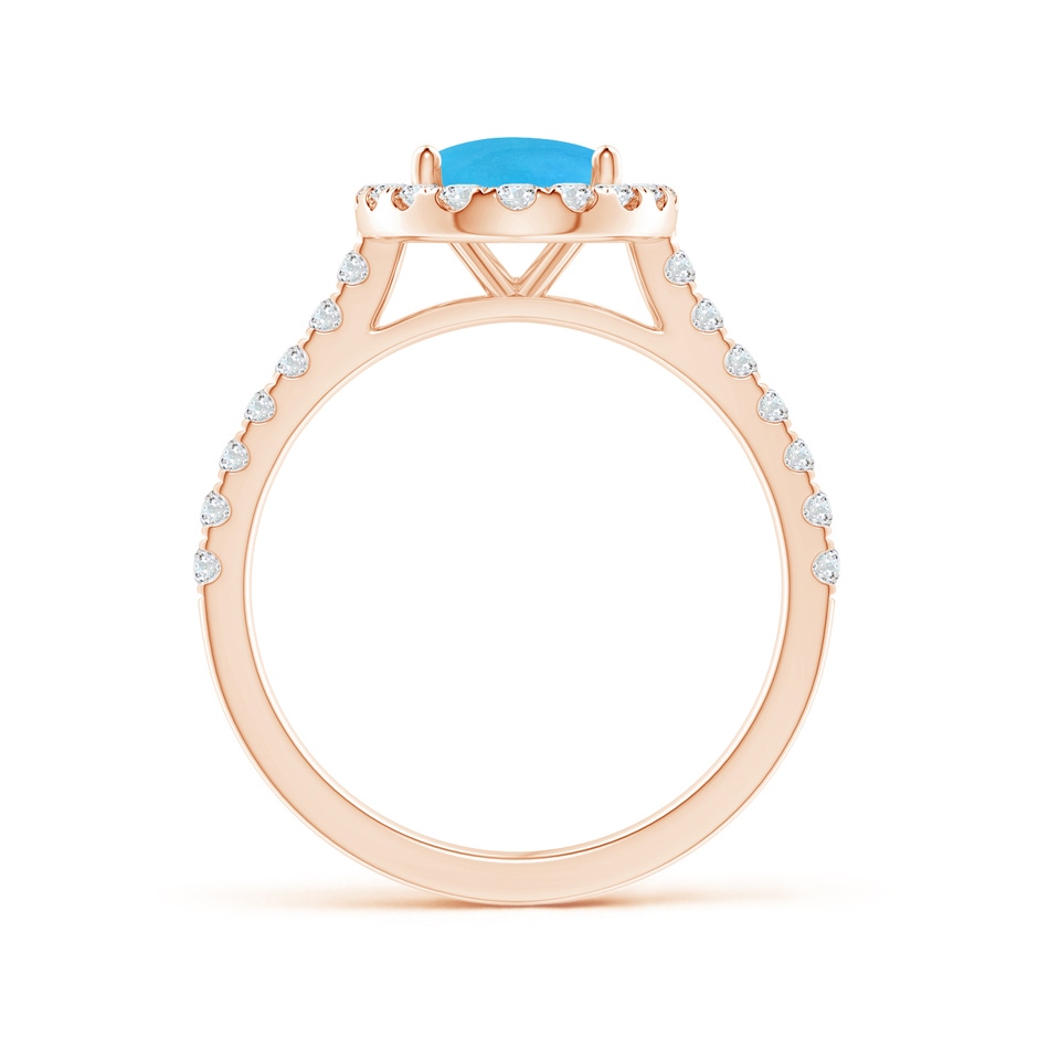 9x7mm AAAA Oval Turquoise Halo Ring with Diamond Accents in Rose Gold side-1
