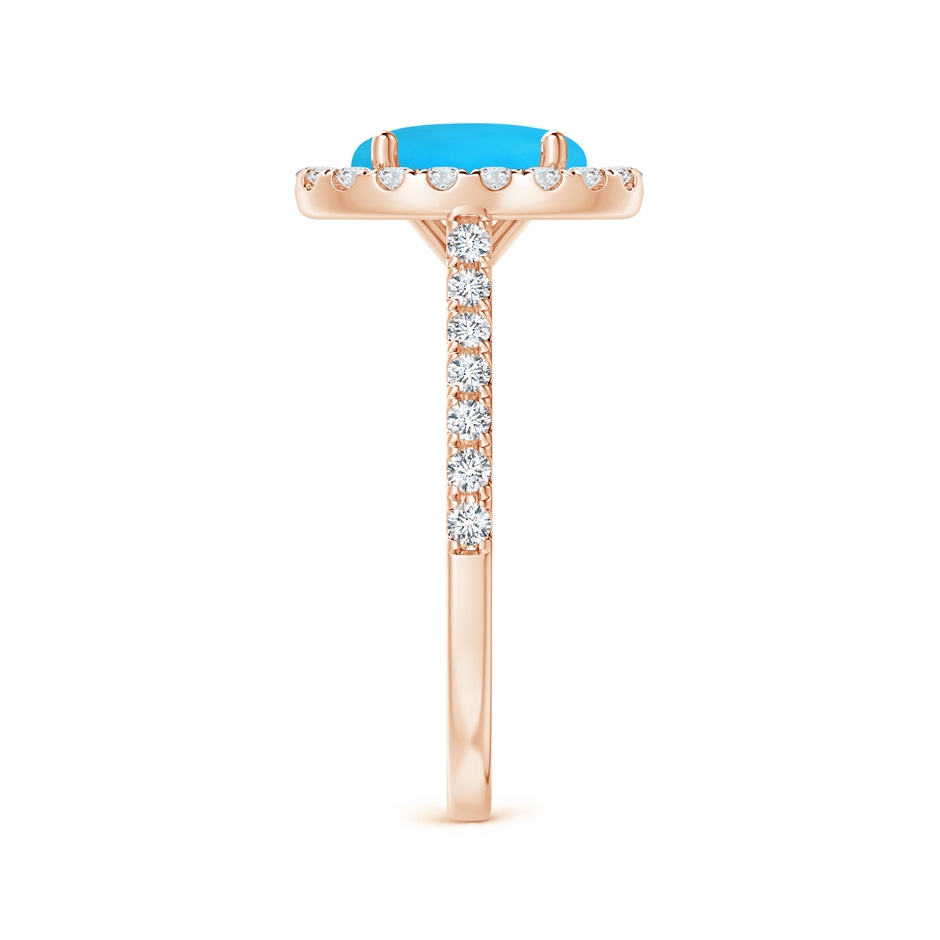 9x7mm AAAA Oval Turquoise Halo Ring with Diamond Accents in Rose Gold side-2