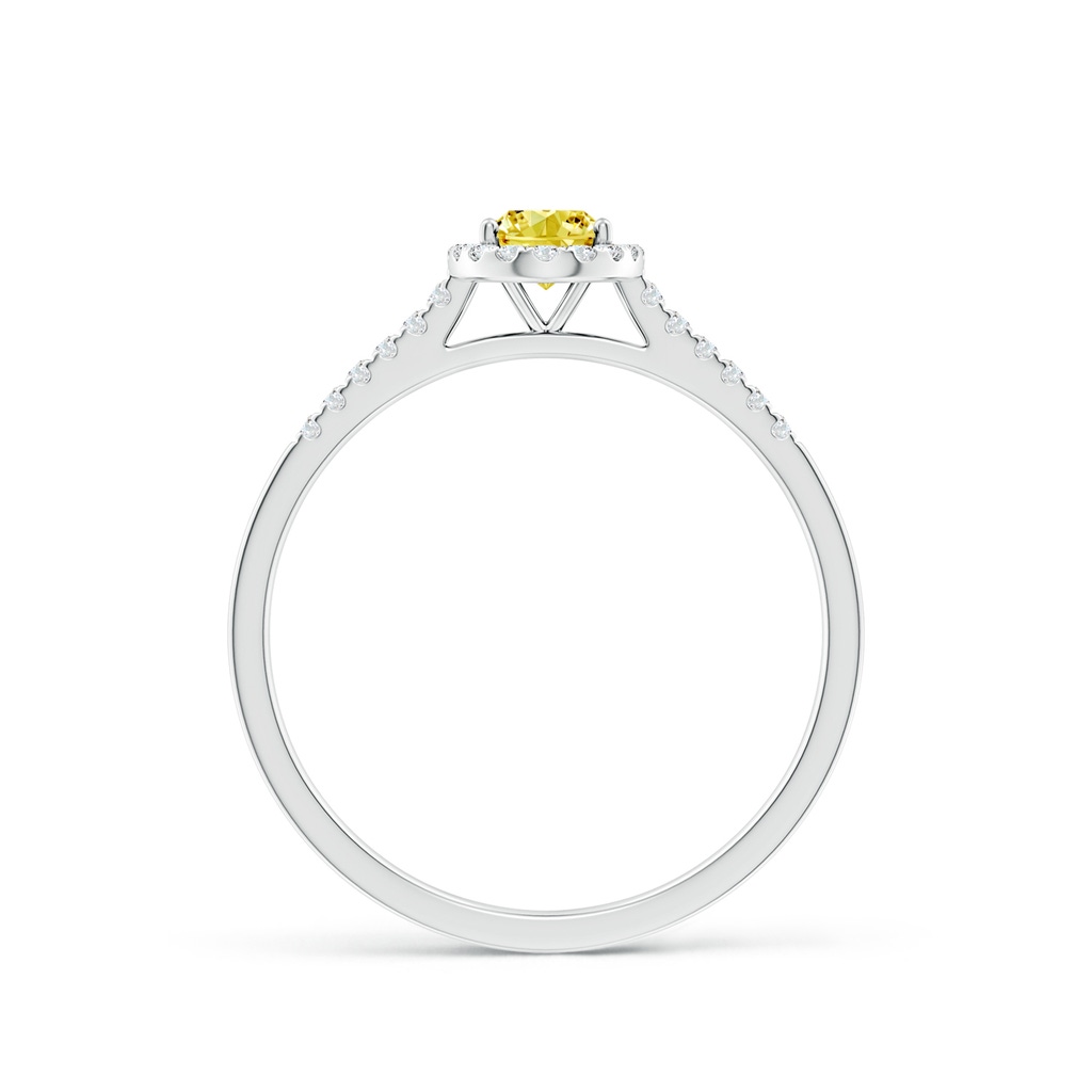 6x4mm AAAA Oval Fancy Intense Yellow Diamond Halo Ring in P950 Platinum - side 199