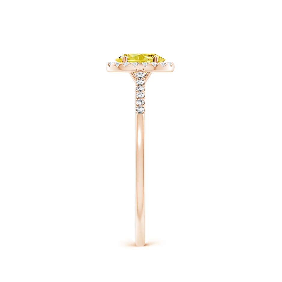 6x4mm AAAA Oval Fancy Intense Yellow Diamond Halo Ring in Rose Gold side 299