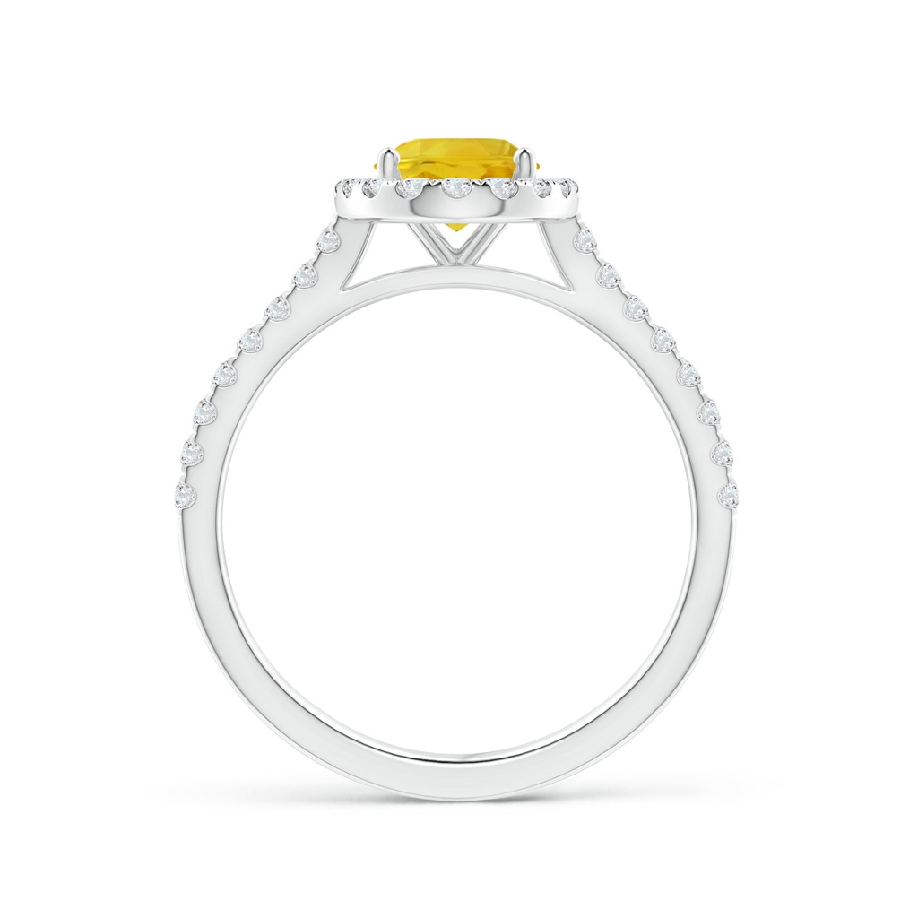 8x6mm AAA Oval Yellow Sapphire Halo Ring with Diamond Accents in White Gold Side 1