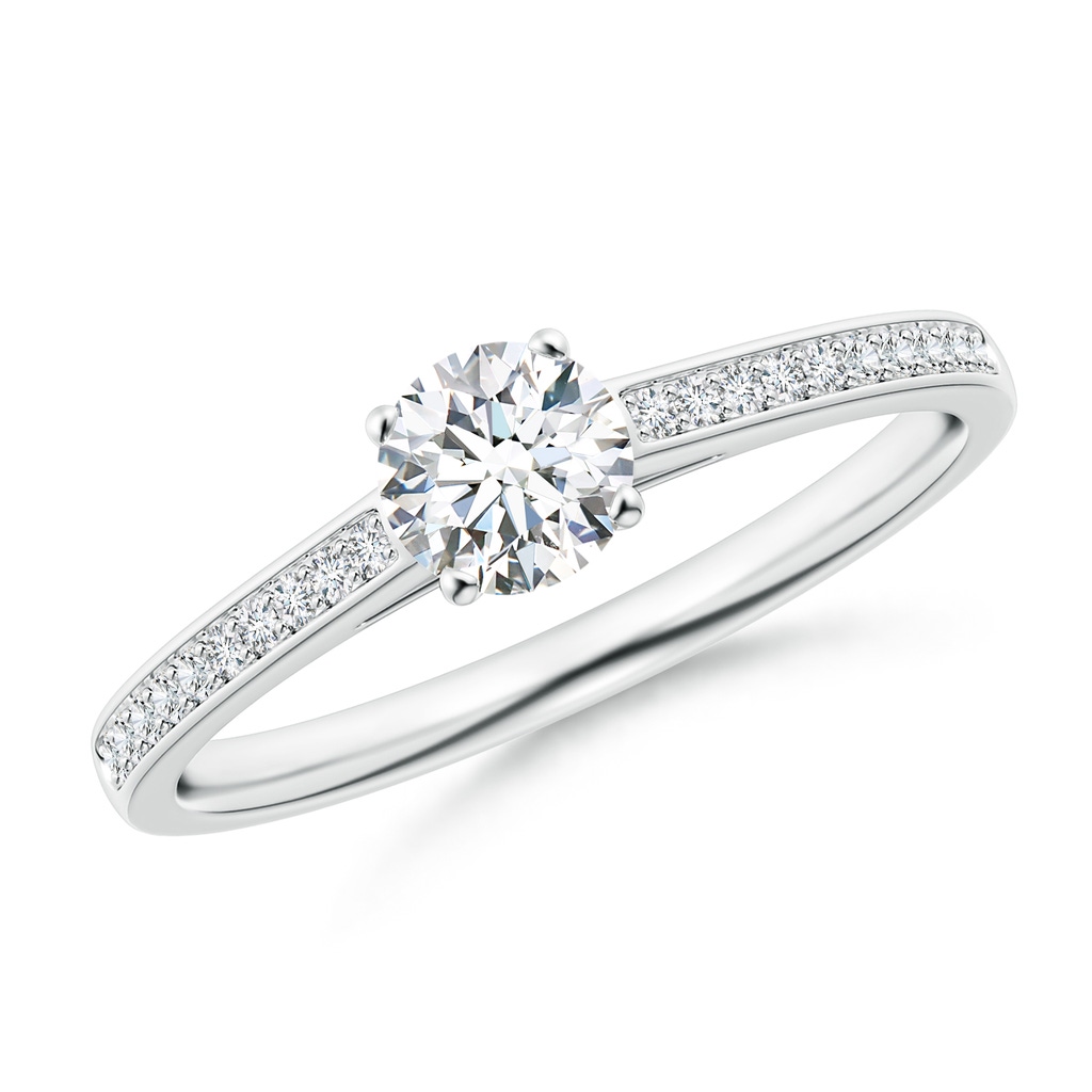 4.8mm GVS2 Prong-Set Solitaire Round Diamond Cathedral Ring in P950 Platinum