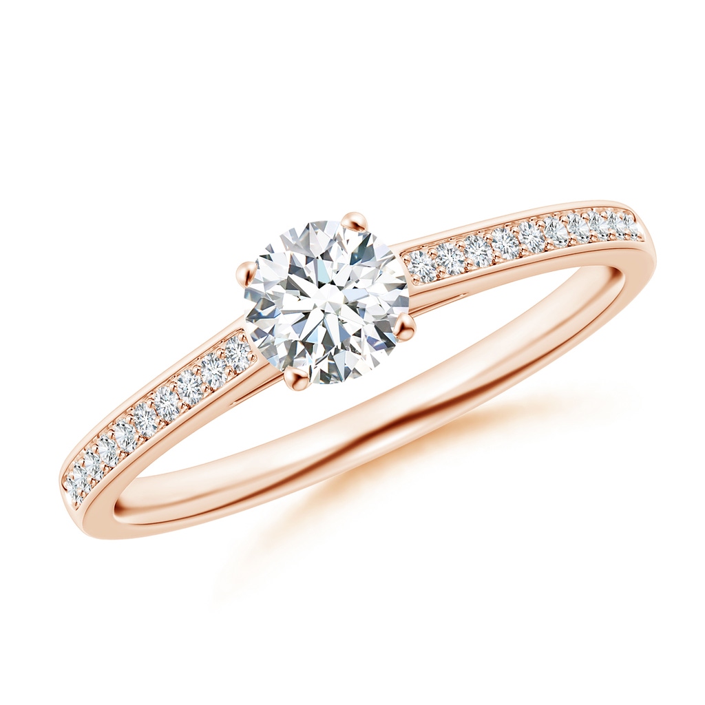 4.8mm GVS2 Prong-Set Solitaire Round Diamond Cathedral Ring in Rose Gold
