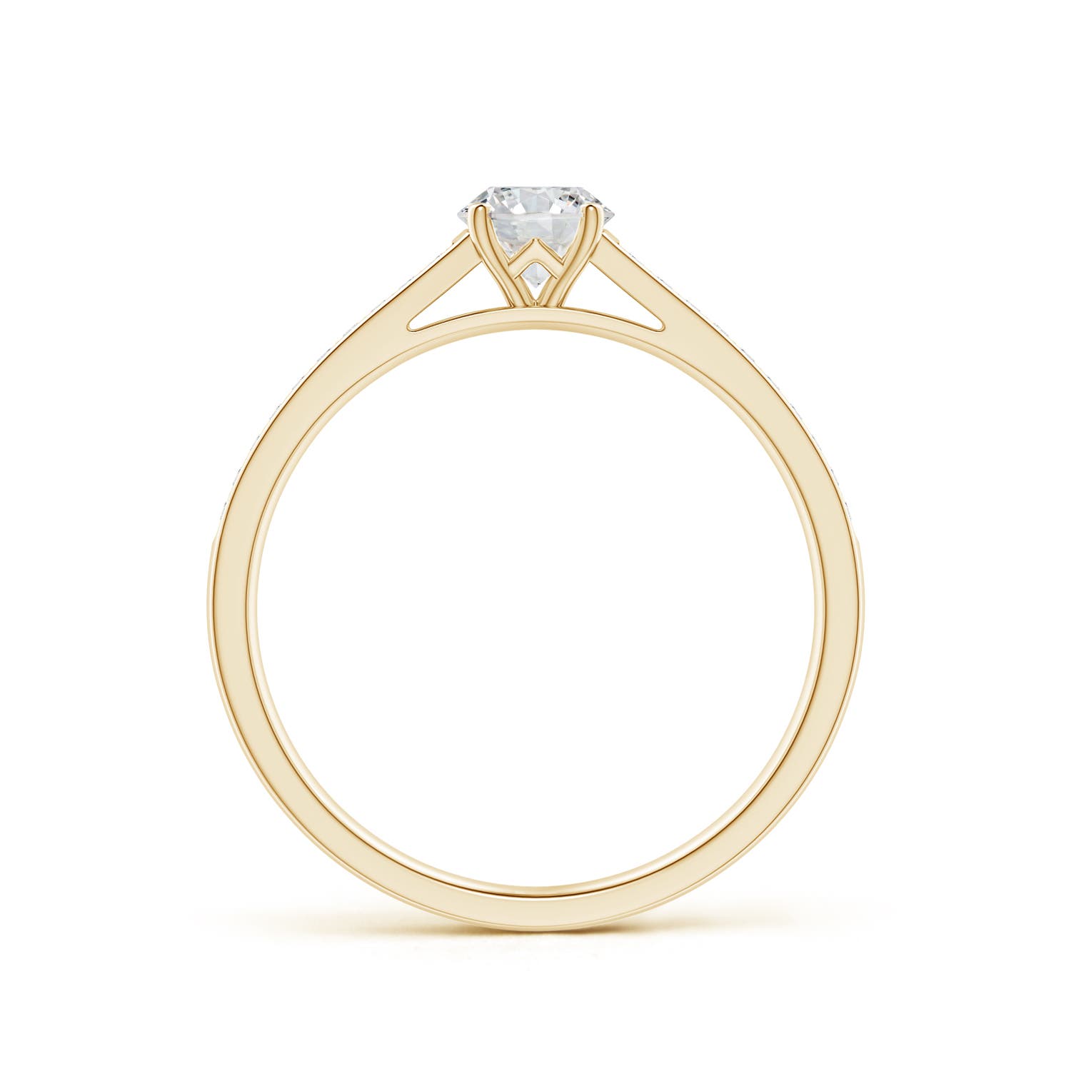 4.8mm HSI2 Prong-Set Solitaire Round Diamond Cathedral Ring in 18K Yellow Gold