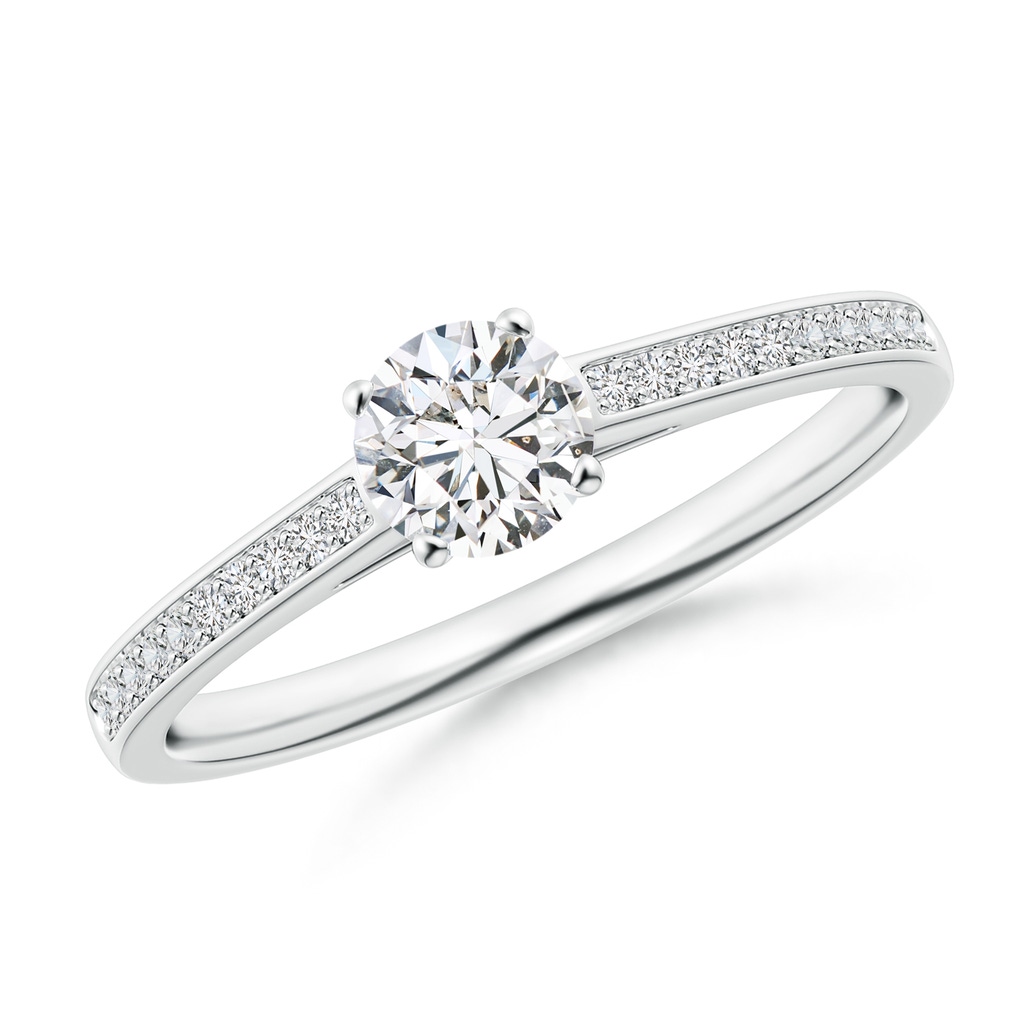 4.8mm HSI2 Prong-Set Solitaire Round Diamond Cathedral Ring in P950 Platinum