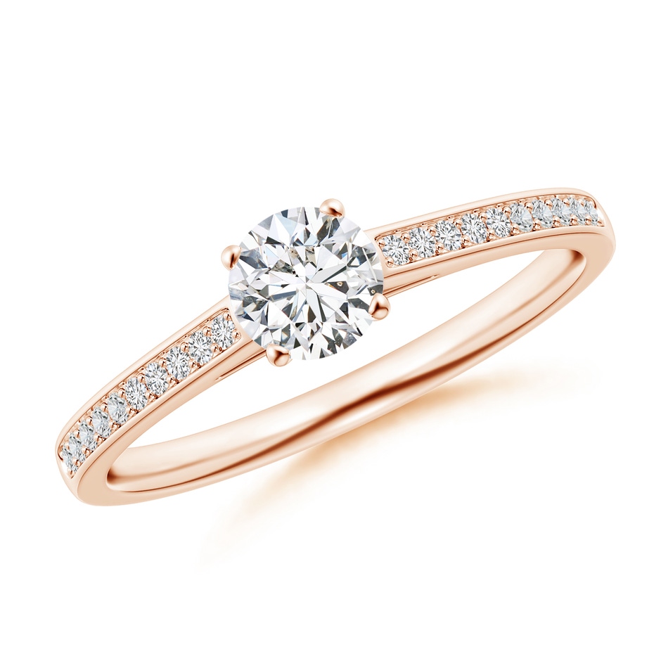 4.8mm HSI2 Prong-Set Solitaire Round Diamond Cathedral Ring in Rose Gold 
