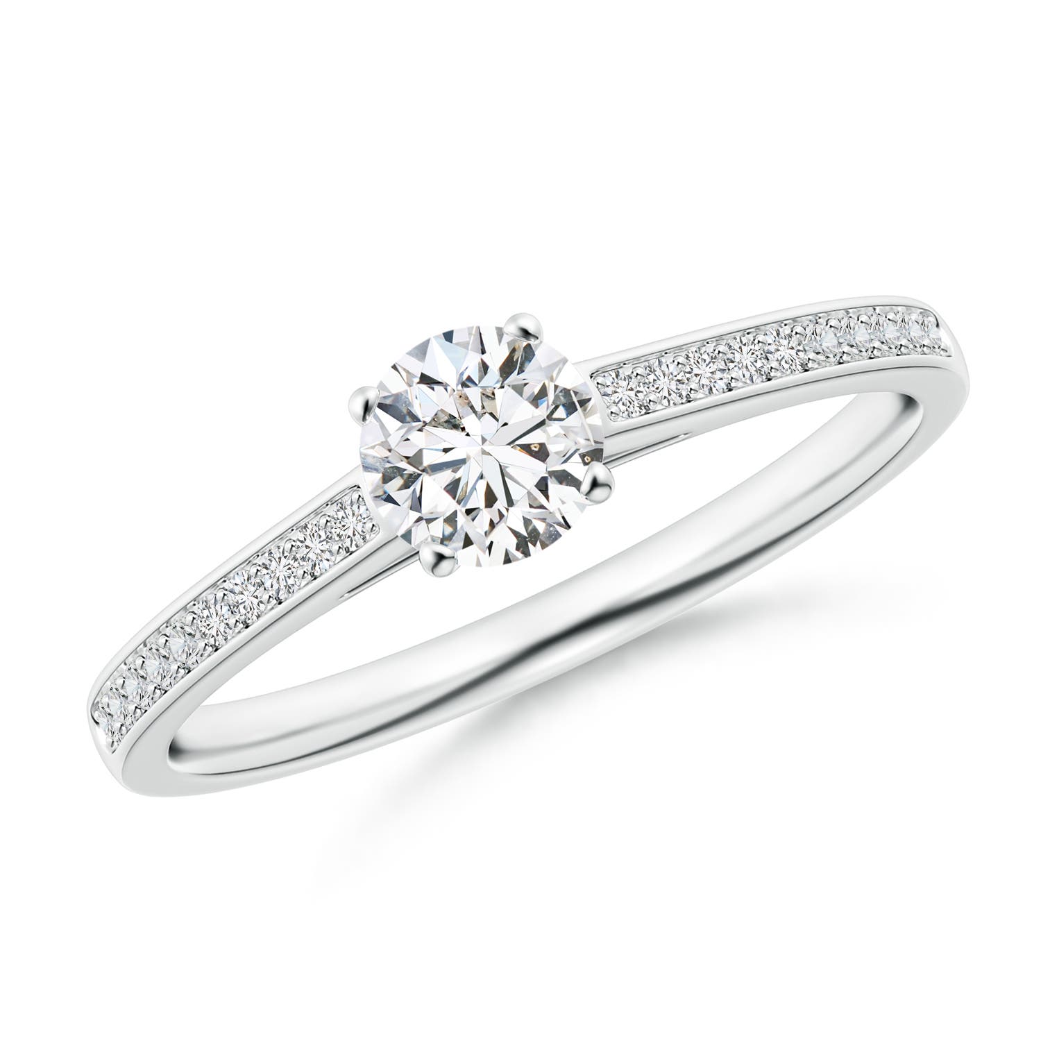 4.8mm HSI2 Prong-Set Solitaire Round Diamond Cathedral Ring in White Gold