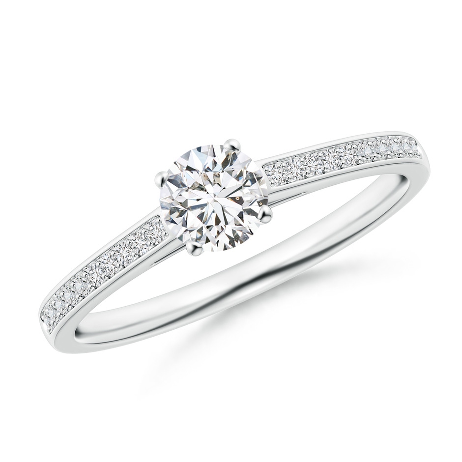 4.8mm HSI2 Prong-Set Solitaire Round Diamond Cathedral Ring in White Gold 