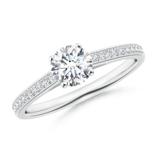5.5mm GVS2 Prong-Set Solitaire Round Diamond Cathedral Ring in P950 Platinum