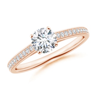 5.5mm GVS2 Prong-Set Solitaire Round Diamond Cathedral Ring in Rose Gold