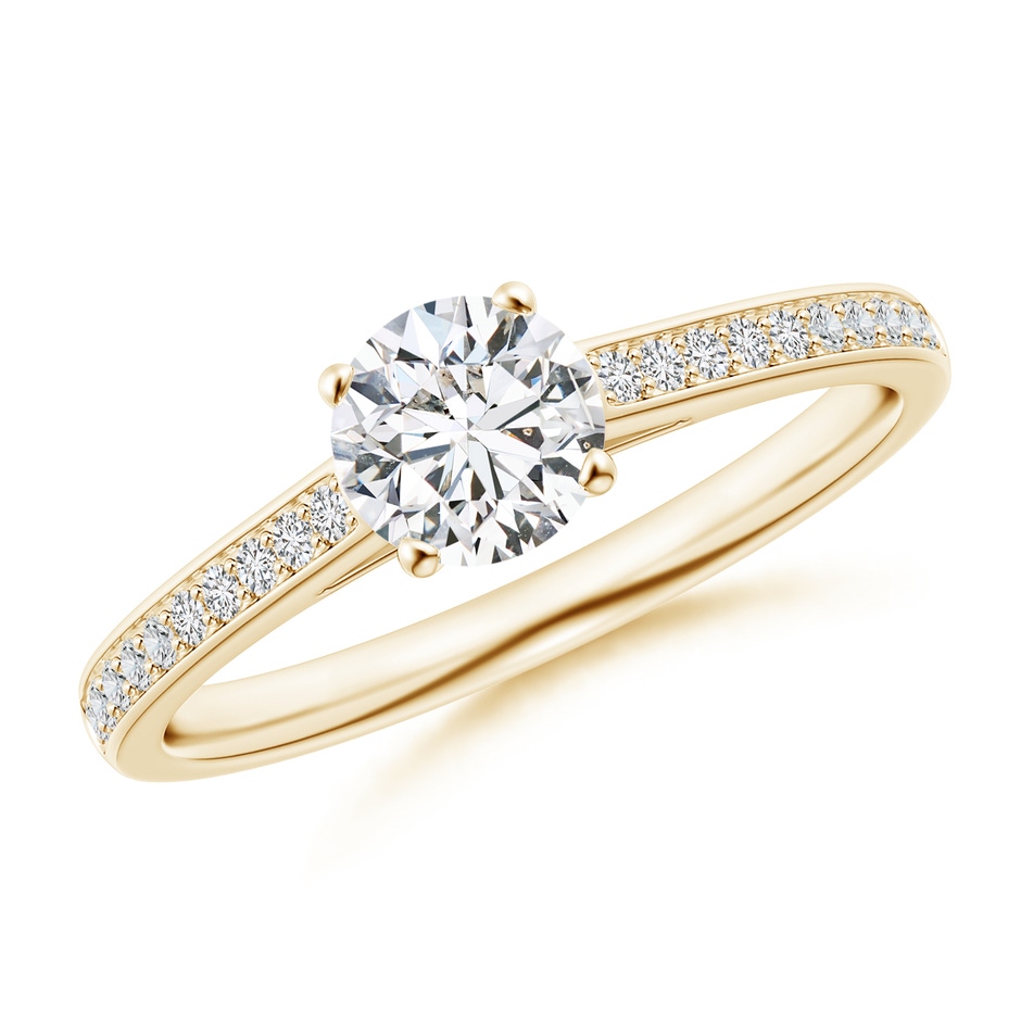 5.5mm HSI2 Prong-Set Solitaire Round Diamond Cathedral Ring in Yellow Gold 