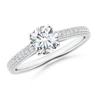 6.1mm GVS2 Prong-Set Solitaire Round Diamond Cathedral Ring in P950 Platinum